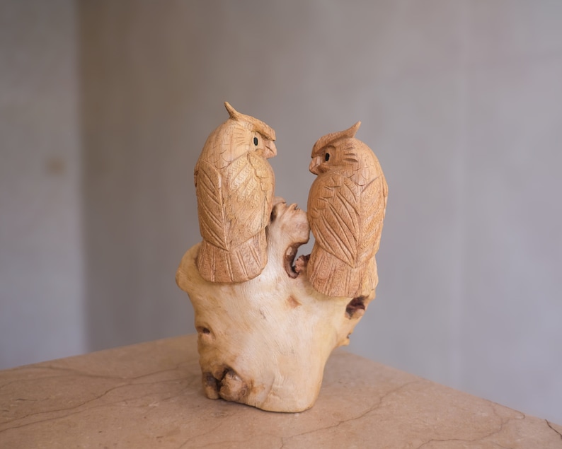 Couple Owl, Wood Carving, Wedding Gift, Wood Carving