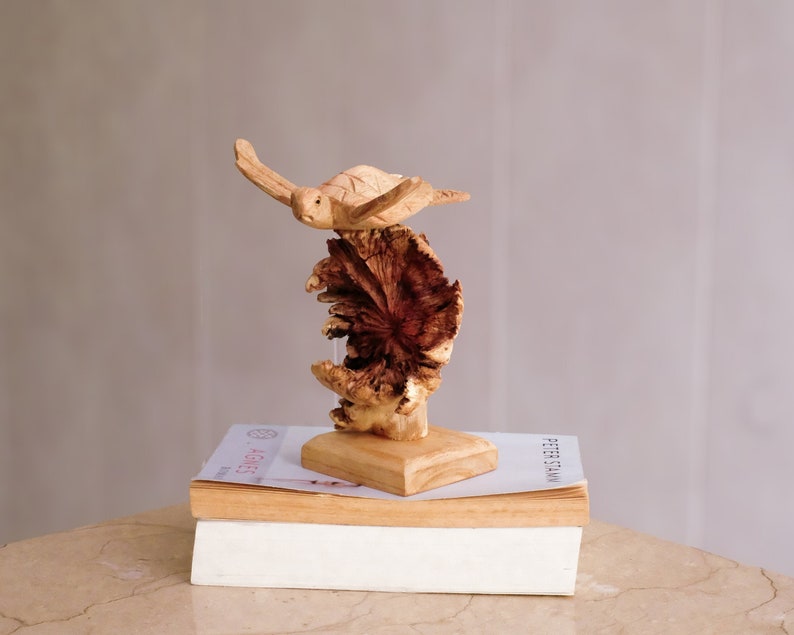 Wooden Sea Turtle Sculpture, Wood Carving, Ocean, Personalized F Wooden Sea Turtle Sculpture, Wood Carving, Ocean, Personalized F
