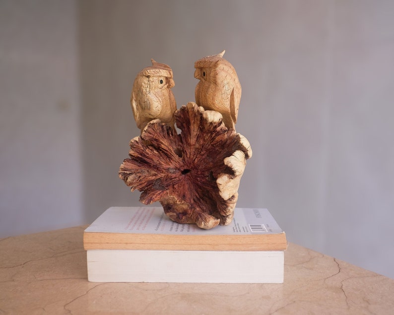 Couple Owl, Wood Carving, Wedding Gift, Wood Carving