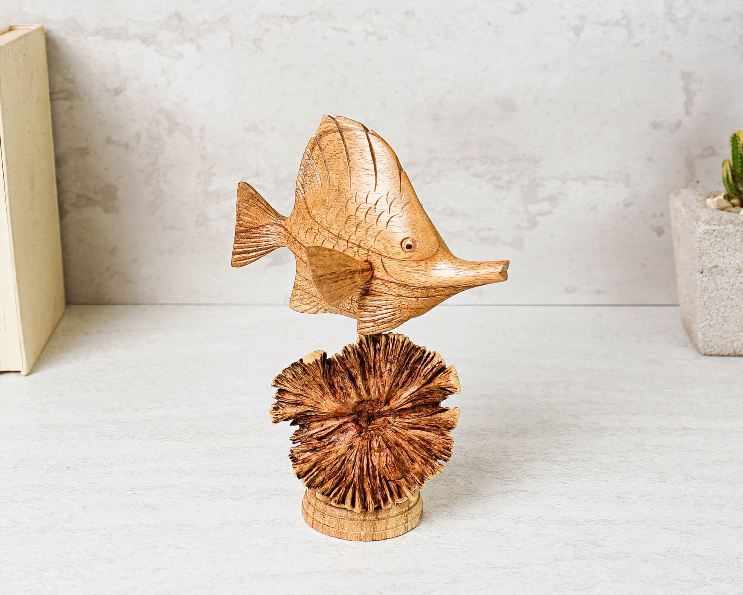 Wooden Fish Sculpture Hand Carved Figurine Unique Statue Etsy