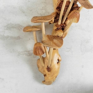 Wall Hanging Mushrooms, Statue, Wall Art, Figurine, Wood Carving, Sculpture, Handmade Decor, Ornament, Unique, Exotic, Mothers Day Gifts image 8