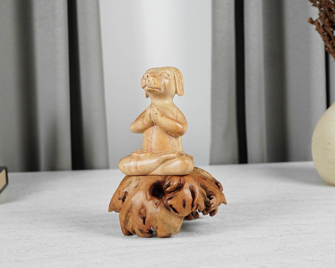 Dog Yoga Statue Meditation Sculpture Natural Piece Yoga Etsy
