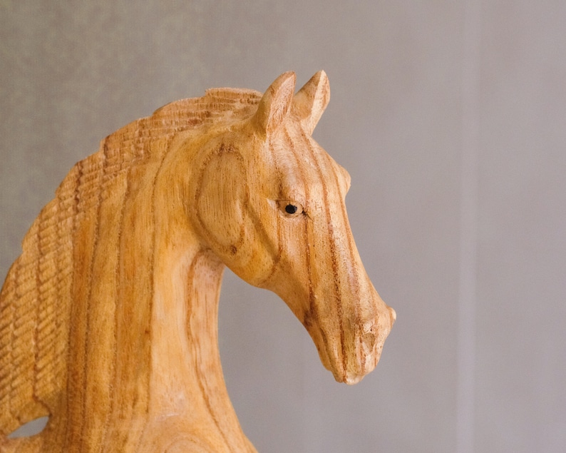 Wooden Horse Head Sculpture, Wood Carving, Hand Carved Statue, Animal Lover, Figurine, Unique Decor, Boyfriend Gifts, Gift for Father image 5