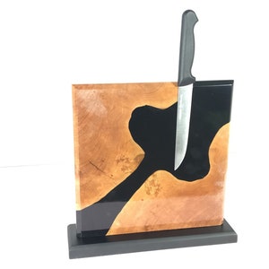 Wooden Magnetic Knife Rack,knife Holder with Epoxy Resin , Knife Block Kitchen and dining Home gifts magnetic knife block matte black
