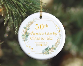 Personalized 50th Anniversary Ornament, Golden Anniversary Gift, Golden Anniversary Ornament, 50 Year Anniversary Gift for Friends,