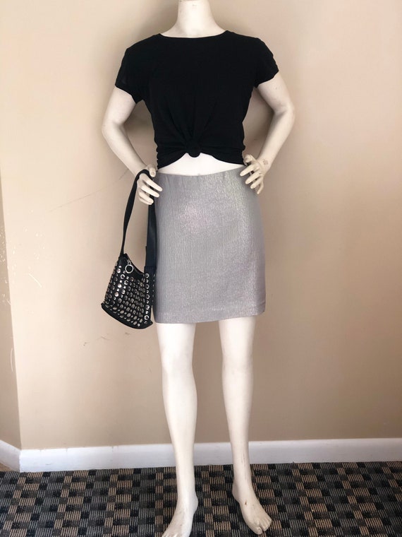 Ann Taylor Metallic Silver Mini Skirt