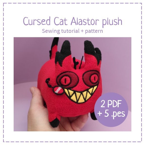 Peluche Alastor le chat maudit - Tutoriel couture + patron + fichiers de broderie