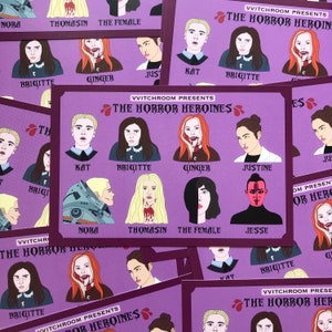 heroínas do horror cartão postal | com personagens de filmes de Ginger Snaps, The Witch, Raw, Underwater, Under the Skin, The Neon Demon e muito mais!