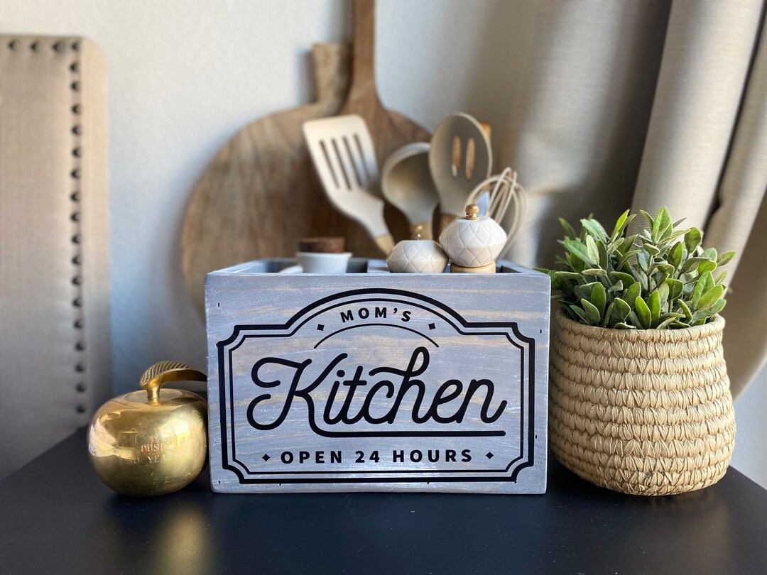 Utensil Storage Box/farmhouse Kitchen Decor/ Rustic Kitchen Decor