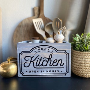 Utensil Storage Box/Farmhouse kitchen decor/ Rustic kitchen decor/ Utensil holder/Utensil Caddy/Kitchen decor/Utensil holder for counter