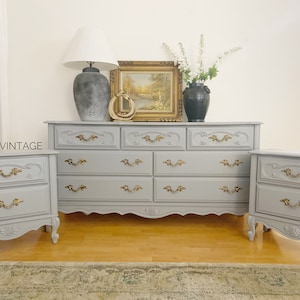 SOLD French provincial dresser and nightstand set/ Dresser/ Antique dresser/ Farmhouse dresser and Nightstand