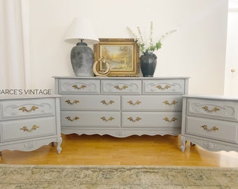 SOLD French provincial dresser and nightstand set/ Dresser/ Antique dresser/ Farmhouse dresser and Nightstand