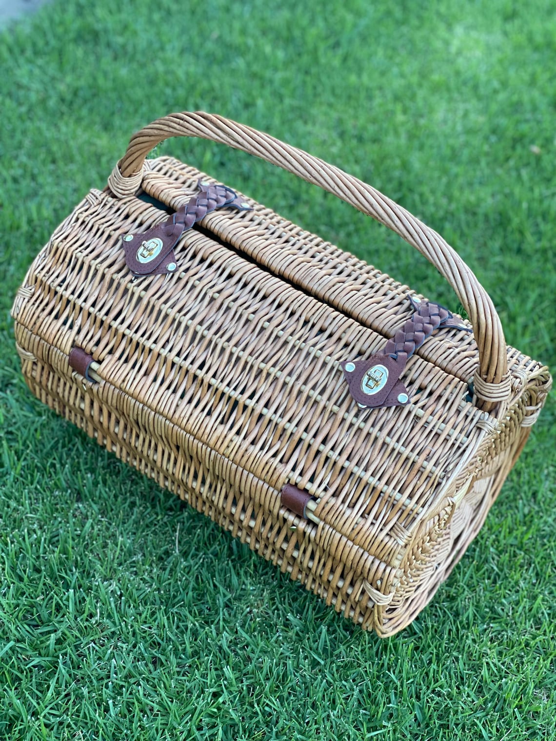 Vintage Wicker Picnic Basket Etsy