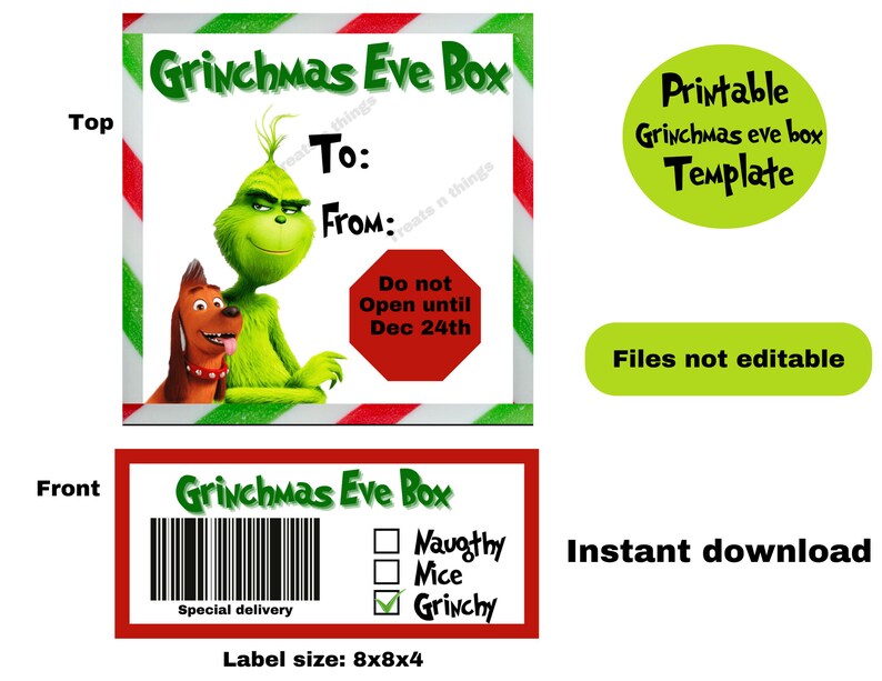 Grinchmas Eve Box- Christmas Eve Box - Party Favors - Grinchmas ...