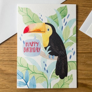 Tukan Geburtstagskarte / Tropenvogel Karte / Kindergeburtstagskarte / Natur Illustrierte Karte