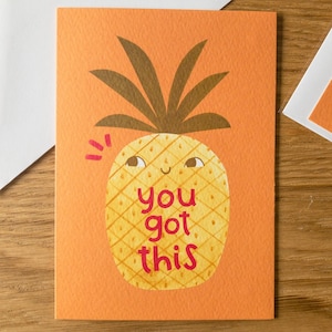 Ananas Inspirationskarte / Süße Ermutigungskarte / Viel Glück Karte / Einfach weil Karte / Lustige Motivationskarte / 'You Got This' Karte