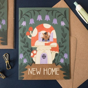 Mushroom New Home Card / Housewarming Card / Toadstool Illustration / Moving Home Card / Enchanted Forest image 1