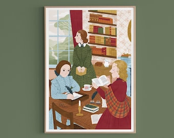 Brontë Sisters Art Print / Inspiring Women / Literature Art Print /  Writers Charlotte Bronte, Emily Bronte, Anne Bronte Illustration