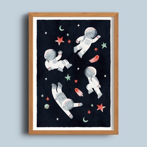 Space Nursery Print / Astronaut Nursery Wall Art / Space Art Print / Astronaut Illustration Print / Kids Room Decor