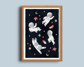 Space Nursery Print / Astronaut Nursery Wall Art / Space Art Print / Astronaut Illustration Print / Kids Room Decor