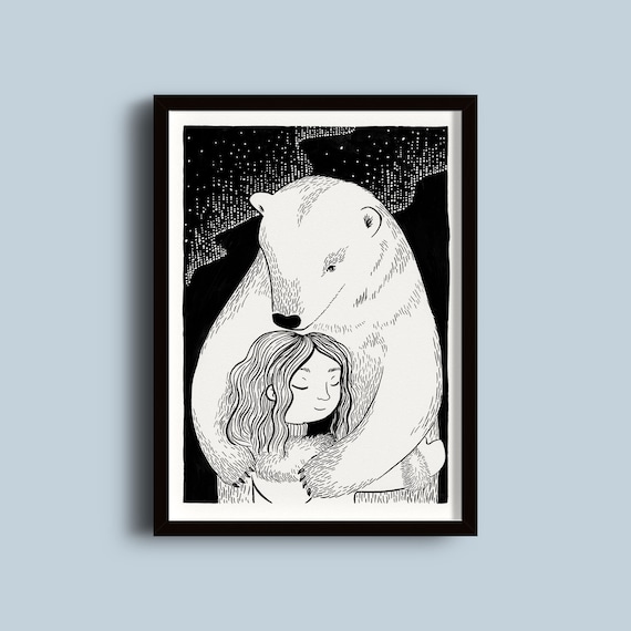His Dark Materials Art Print, Black and White Illustration of Phillip Pullman's Book