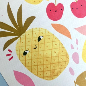 Cute Fruit Print, Nursery Wall Art / Pineapple Print, Lemon Print, Cherry Print / Baby Room Decor image 4