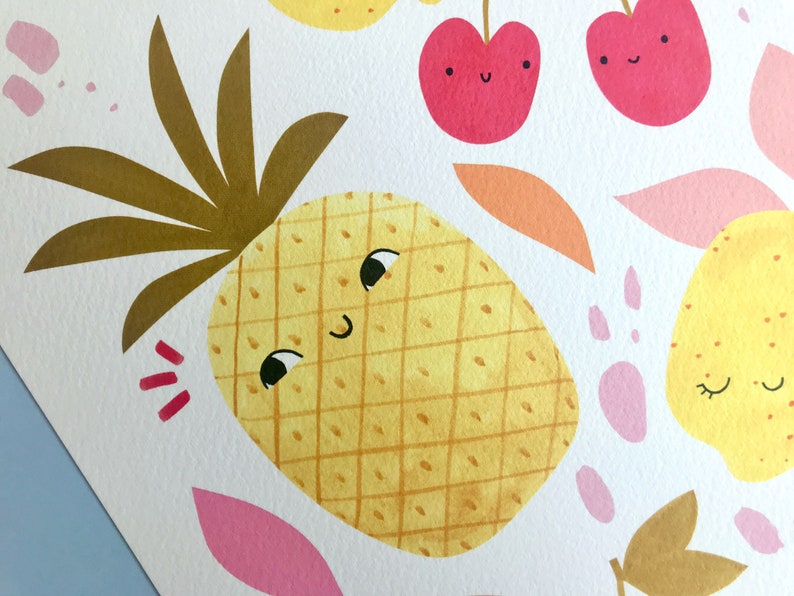 Cute Fruit Print, Nursery Wall Art / Pineapple Print, Lemon Print, Cherry Print / Baby Room Decor image 4
