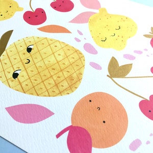 Cute Fruit Print, Nursery Wall Art / Pineapple Print, Lemon Print, Cherry Print / Baby Room Decor image 2