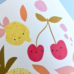 Cute Fruit Print, Nursery Wall Art / Pineapple Print, Lemon Print, Cherry Print / Baby Room Decor image 3