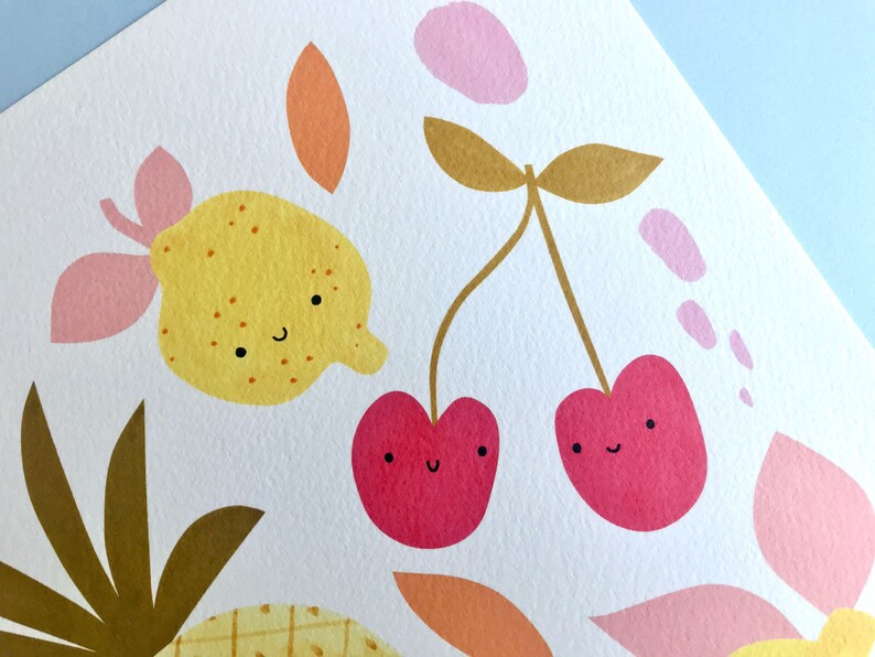 Cute Fruit Print, Nursery Wall Art / Pineapple Print, Lemon Print, Cherry Print / Baby Room Decor image 3