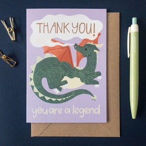 Dragon Thank You Card / You're a Legend / Magical Dragon Illustration / Card for Friend image 4