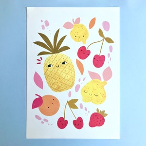 Cute Fruit Print, Nursery Wall Art / Pineapple Print, Lemon Print, Cherry Print / Baby Room Decor image 5