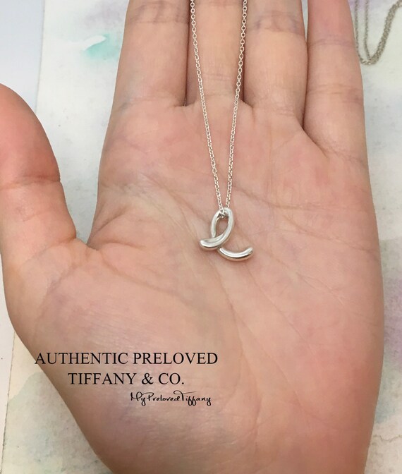 Excellent Authentic Tiffany Co. Elsa Peretti Alphabet E Necklace