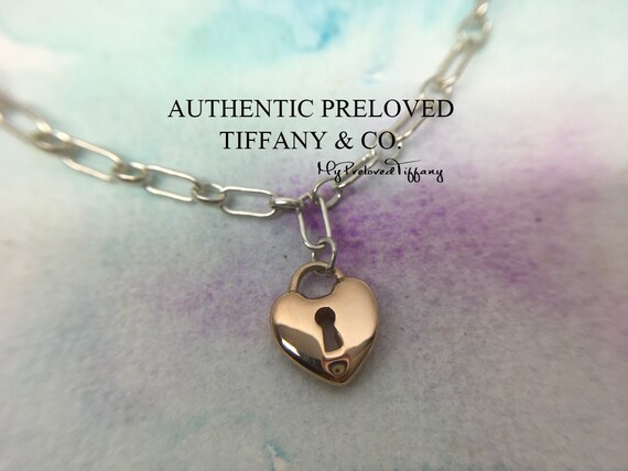 Tiffany & Co. Mini Heart Lock Necklace 18K Yellow Gold 750 Pendant