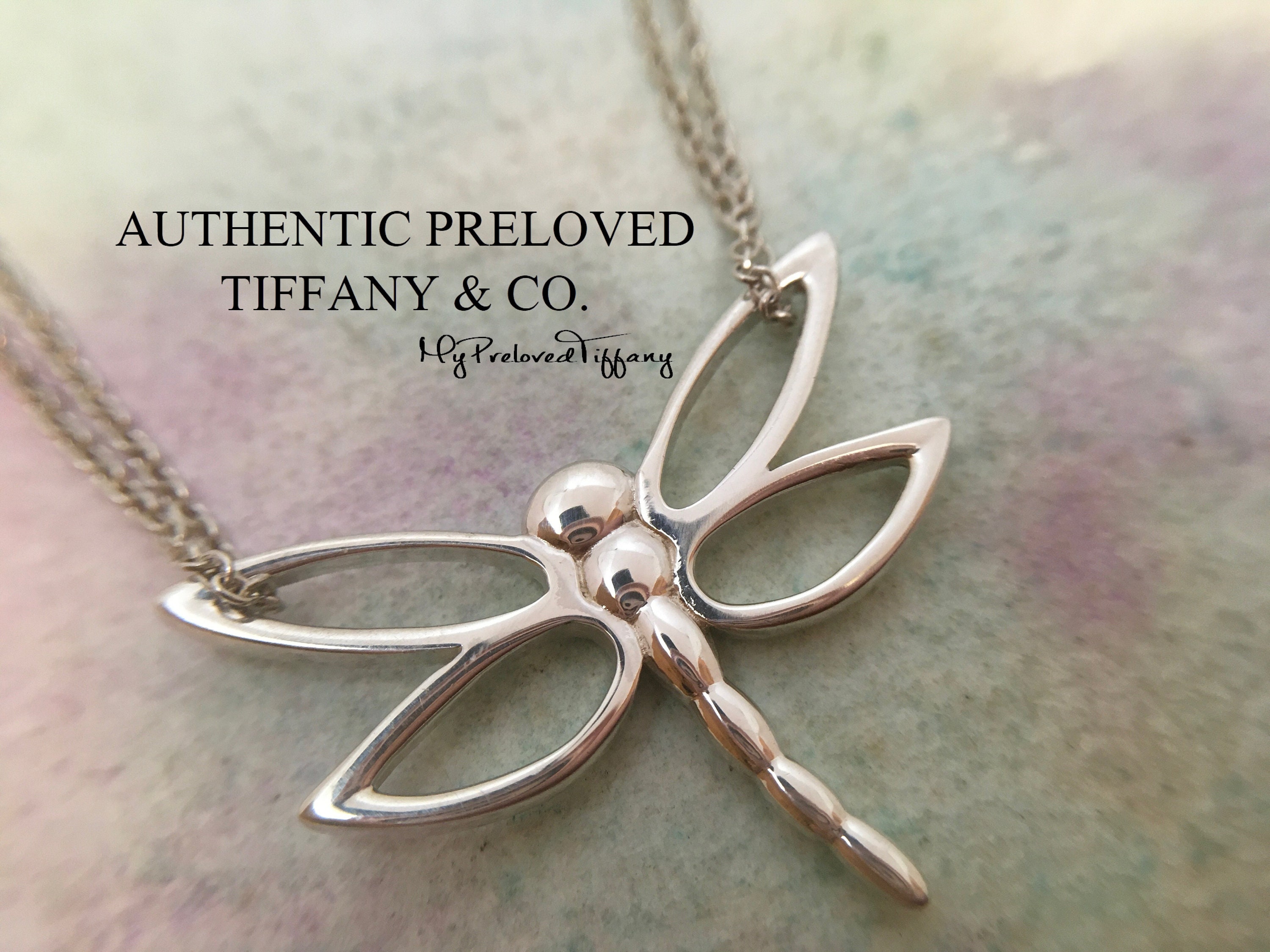 Excellent Authentic Tiffany Co. Vintage Large Dragonfly Double
