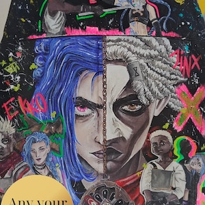 Painted denim jacket make to order: hand painted jacket with anime, unique customized clothes