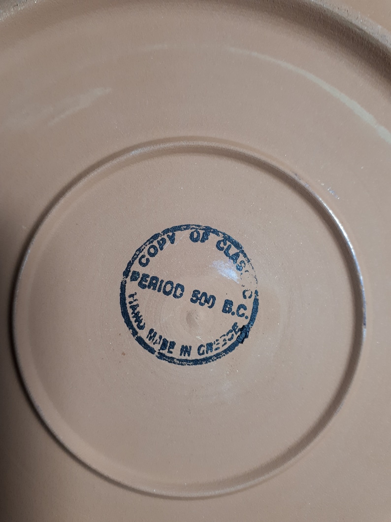 Gold plated Greek terracotta plate hand painted and engraved Classic Period 500 BC copy