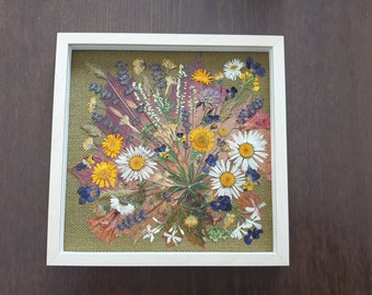 Wall decor, Handmade dried flower herbarium, Floral arrangement,, Housewarming gift, Gift for her