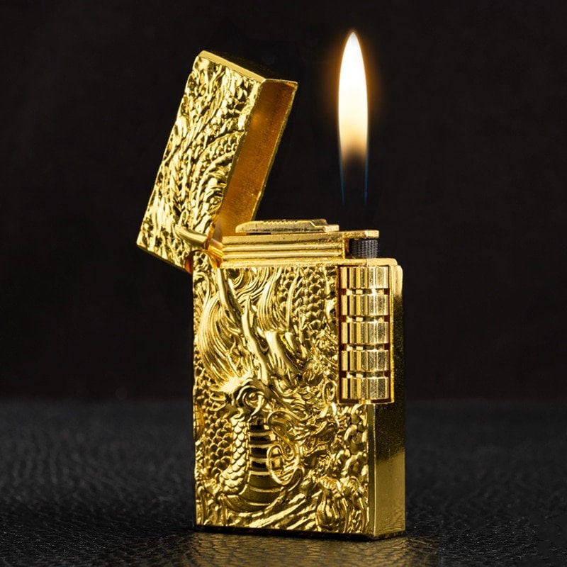 Dragon Gas Lighter Engraved Lighter Jet Gas Flint Lighter Etsy