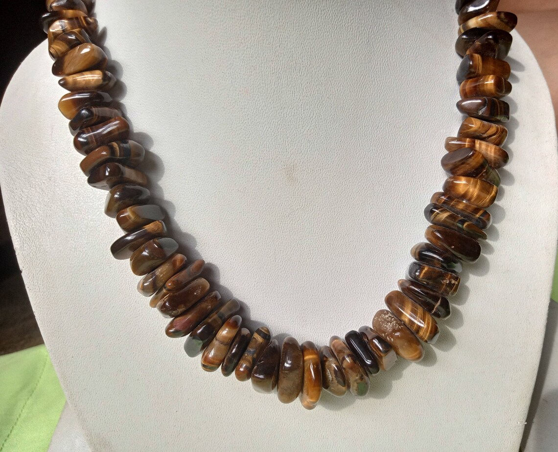 Tigers eye necklace Semi precious stone jewelry Tigers eye Etsy