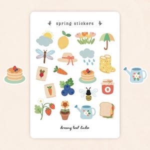 Spring Sticker Sheet | Cute Sticker Sheet | Planner Sticker Sheet | Bullet Journal Stickers | Journaling Stickers | Cottagecore Stickers