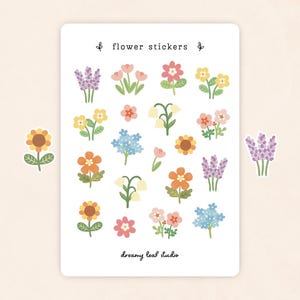 Flower Sticker Sheet | Cute Sticker Sheet | Planner Sticker Sheet | Bullet Journal Stickers | Journaling Sticker | Cottagecore Stickers