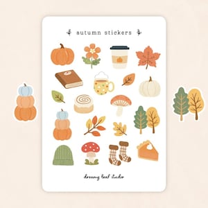 Autumn Sticker Sheet | Cute Sticker Sheet | Planner Sticker Sheet | Bullet Journal Stickers | Journaling Stickers | Cottagecore Stickers