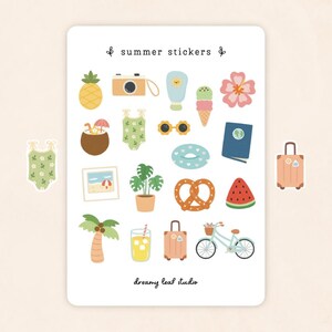 Summer Sticker Sheet | Cute Sticker Sheet | Planner Sticker Sheet | Bullet Journal Stickers | Journaling Stickers | Cottagecore Stickers