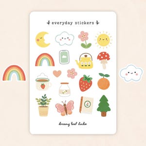 Everyday Sticker Sheet | Cute Sticker Sheet | Planner Sticker Sheet | Bullet Journal Stickers | Journaling Stickers | Cottagecore Stickers