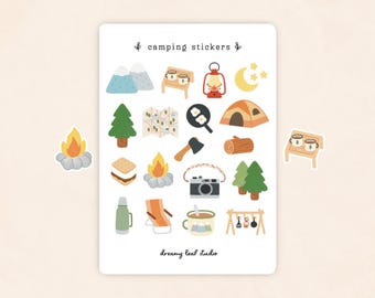 Camping Sticker Sheet: Stickers for Planners, Bullet Journals, Stationery, and more