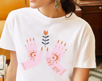 Valentines Day Shirt, Love You Boho T-Shirt Valentine's Galentines Day Gift, Valentine Shirt, Gift For Her, Vintage Celestial Mystical Shirt