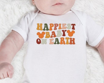 Happiest Baby On Earth Shirt Fall Matching Family Trip Shirt Colorful Mouse Ears Bodysuit First Trip Toddler Baby Bodysuit Happiest Place