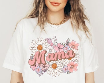 Chemise maman T-shirt graphique maman rétro marguerite T-shirt faire-part floral printemps Chemise maman mignonne T-shirts tendance Cadeau fête des mères Révélation de grossesse