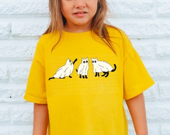 Halloween Shirt Cute Halloween Black Cat T-Shirt Spooky Ghost Cat Halloween Trendy Halloween Outfit Boo Shirt Kids Shirt Toddler Graphic Tee